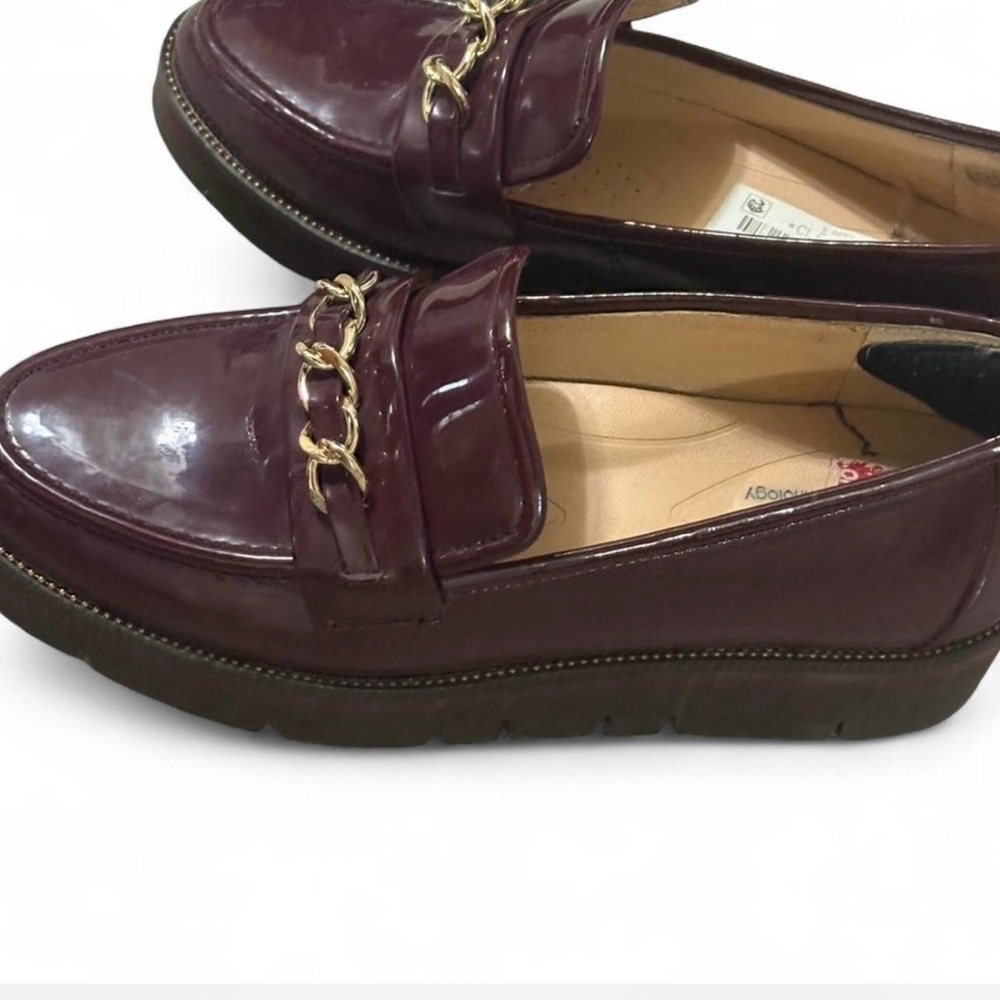 Alex Marie Maroon Loafers with Gold Accent